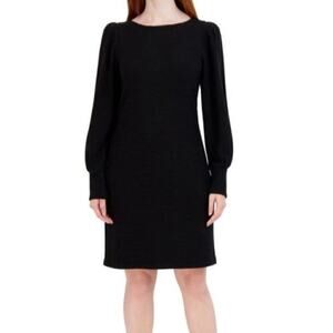 Julia Jordan Ottoman Sweater Dress Rib Boat Neck Long Sleeve Sheath Black NWT 24